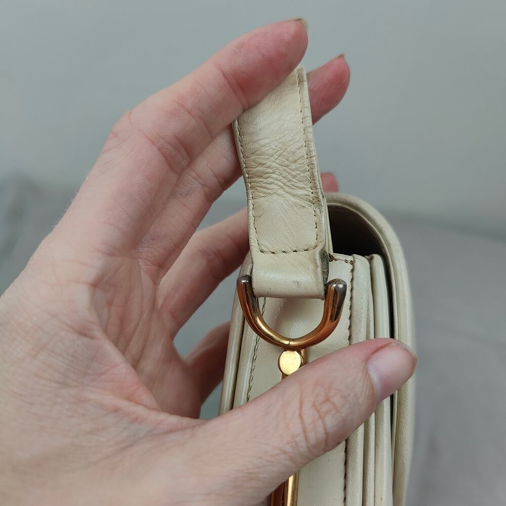 Vintage Gucci Leather Crossbody Bag Small Purse‎ Off-White Cream 80s REPAIRED - Picture 6 of 14